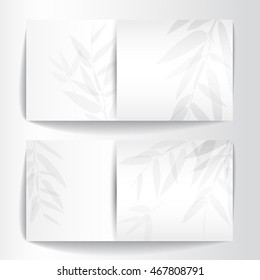 Banners with bamboo trees and leaves with on white background. Vector illustration.