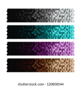Banners with black brown purple aquamarine arrow.
