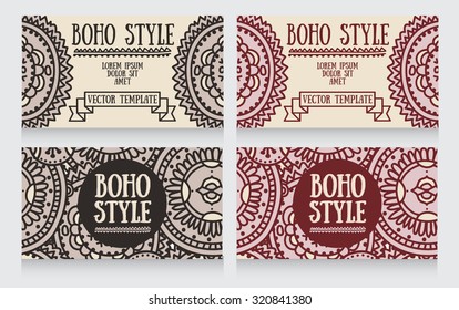 banners in boho style, vector illustration