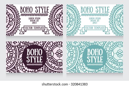 banners in boho style, vector illustration