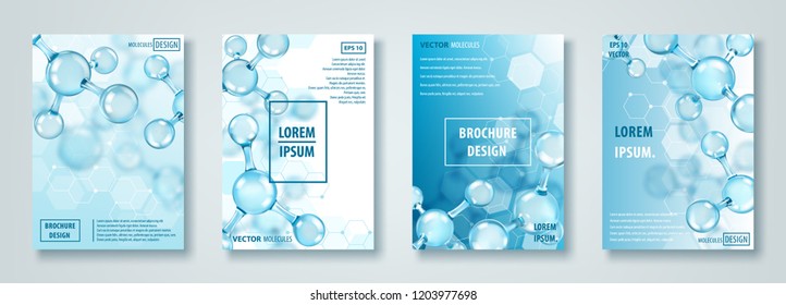 Banners or brochures with abstract molecules design. Atoms. Medical background for banner or flyer. Vector illustration.