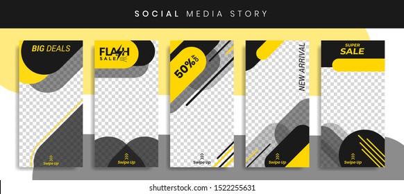 Banners Bundle Kit Set of Social Media Instagram Story. Geometric Stories Sale Banner Background ,Poster, Flyer, Coupon, Layout Composision Gift Card, Smartphone Templates Story editable eps 10 vector