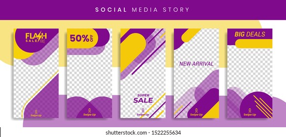 Banners Bundle Kit Set of Social Media Instagram Story. Geometric Stories Sale Banner Background ,Poster, Flyer, Coupon, Layout Composision Gift Card, Smartphone Templates Story editable eps 10 vector