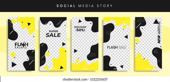 Banners Bundle Kit Set of Social Media Instagram Story. Geometric Stories Sale Banner Background ,Poster, Flyer, Coupon, Layout Composision Gift Card, Smartphone Templates Story editable eps 10 vector