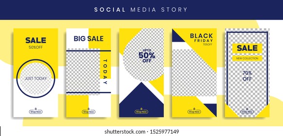 Banners Bundle Kit Set of Social Media Instagram Story. Geometric Stories Sale Banner Background ,Poster, Flyer, Coupon, Layout Composision Gift Card, Smartphone Templates Story editable eps 10 vector