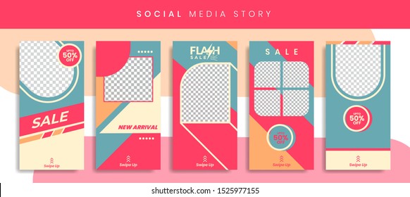 Banners Bundle Kit Set of Social Media Instagram Story. Geometric Stories Sale Banner Background ,Poster, Flyer, Coupon, Layout Composision Gift Card, Smartphone Templates Story editable eps 10 vector