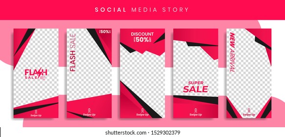 Banners Bundle Kit Set of Social Media Instagram Story. Geometric Stories Sale Banner Background ,Poster, Flyer, Coupon, Layout Composision Gift Card, Smartphone Templates Story editable eps 10 vector