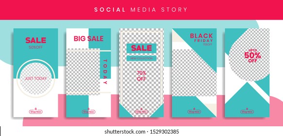 Banners Bundle Kit Set of Social Media Instagram Story. Geometric Stories Sale Banner Background ,Poster, Flyer, Coupon, Layout Composision Gift Card, Smartphone Templates Story editable eps 10 vector