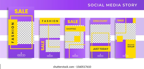 Banners Bundle Kit Set of Social Media Instagram Story. Geometric Stories Sale Banner Background ,Poster, Flyer, Coupon, Layout Composision Gift Card, Smartphone Templates Story editable eps 10 vector