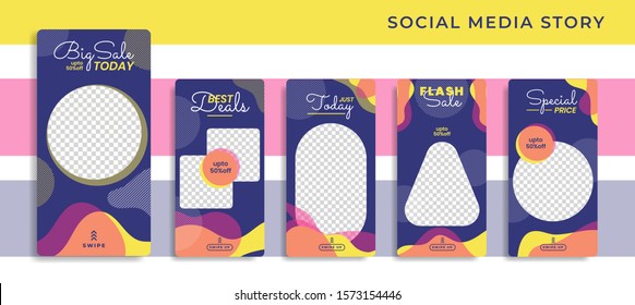 Banners Bundle Kit Set of Social Media Instagram Story. Geometric Stories Sale Banner Background ,Poster, Flyer, Coupon, Layout Composision Gift Card, Smartphone Templates Story editable eps 10 vector