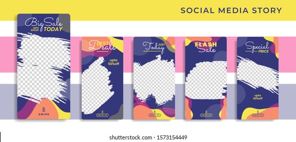 Banners Bundle Kit Set of Social Media Instagram Story. Geometric Stories Sale Banner Background ,Poster, Flyer, Coupon, Layout Composision Gift Card, Smartphone Templates Story editable eps 10 vector