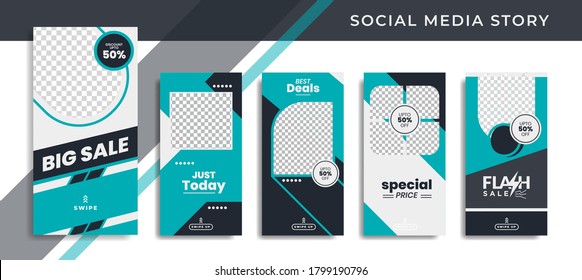 Banners Bundle Kit Set of Social Media Instagram Story. Geometric Stories Sale Banner Background ,Poster, Flyer, Coupon, Layout Composision Gift Card, Smartphone Templates Story editable eps 10 vector