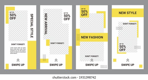 Banners bundle kit set of social media story for inline shopping. Fashion big sale. Layout design for marketing on social media. Vector Promo brand fashion design backgrounds illustration