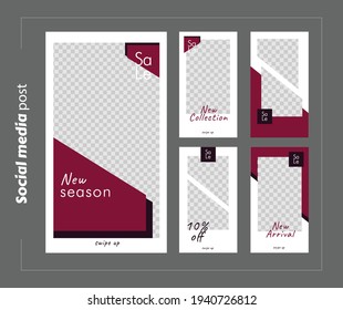 Banners Bundle Kit Set of Social Media Instagram Story. Geometric Stories Sale Banner Background ,Poster, Flyer, Coupon, Layout Composision Gift Card, Smartphone Templates Story editable eps 10 vector