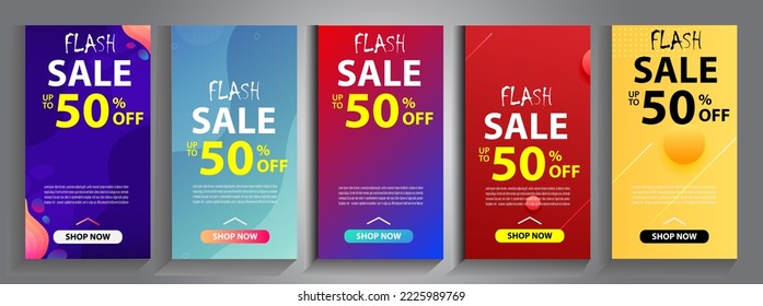 Banners Bundle Kit Set of Social Media Story. Geometric Stories Sale Banner Background Poster, Flyer, Coupon, Layout Composision Gift Card, Smartphone Templates Story sale banners editable free vector