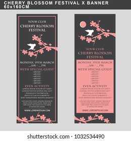 Banners of Cherry blossom festival with black background. Vector design