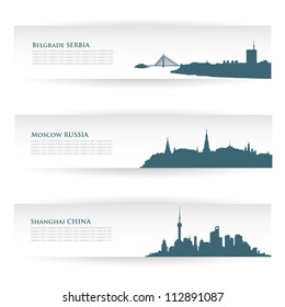 Banners with city skylines - vector illustration