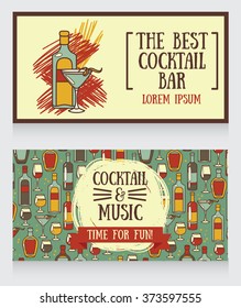 banners for cocktail bar, can be used as template for party invitation, vector illustration