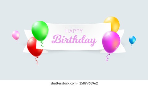 Banners with Color Glossy Balloons . Isolated Vector Elements