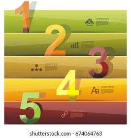 Banners with color numbers, can be used for price list widget with  payment plans, online services, pricing tables, websites and applications.