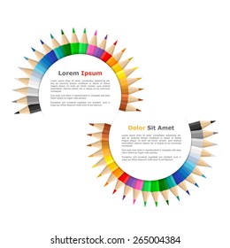Banners with colored pencils, vector eps10 illustration