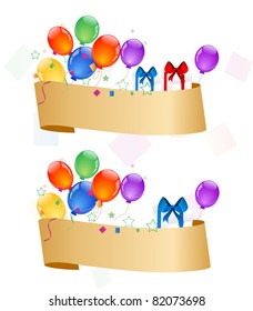 Banners with colorful balloons