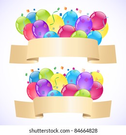 Banners with colorful balloons