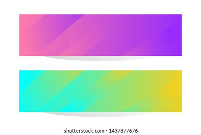 Banners with colorful geometric background . Vector purple and green illustrations. Web banner, Flyer and Brochure. 