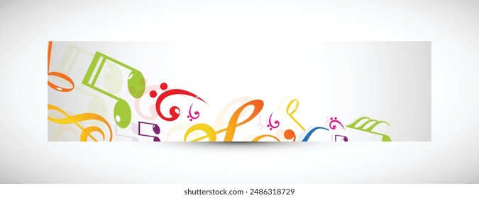 Banners with colorful music notes editable background