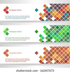 Banners with colorful square cells, vector