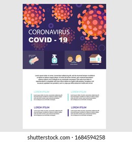 Banners with coronavirus sign and prevention icons set with place for your text