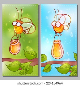 Banners with cute cartoon bees 