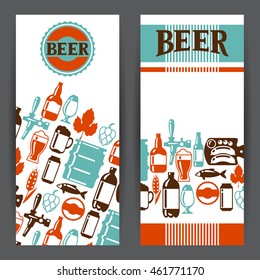 Banners design with beer icons and objects.