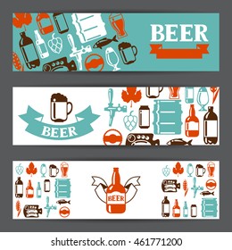 Banners design with beer icons and objects.