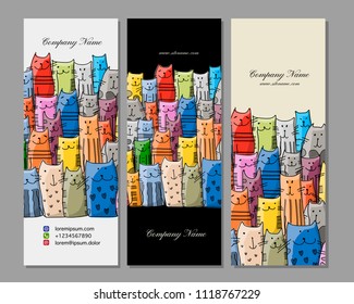 Banners design, funny cats family