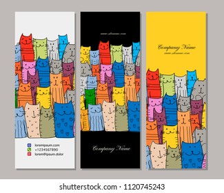 Banners design, funny cats family