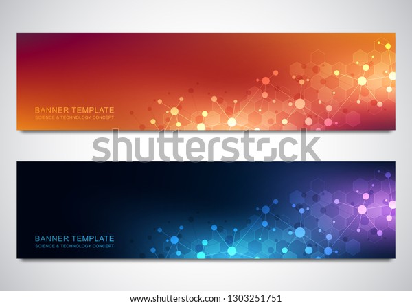 Banners Design Template Molecules Background Neural Stock Vector