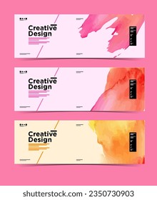 banners design watercolor vector set, cover, poster abstract brush, abstract banner design web template, set of creative web banners,Business ad banner, presentation. brochure layout, flyers.