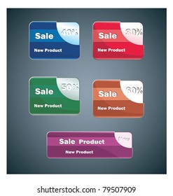 Banners of different colors for web design on a gray background