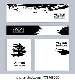 Banners of different sizes with brush strokes and paint hand-drawn vector background