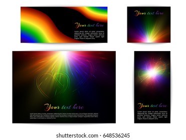Banners of different sizes with rainbow design. Multicolored background with flag community colors lgbt.