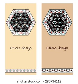 Banners with ethnic design. Hand drawn vector