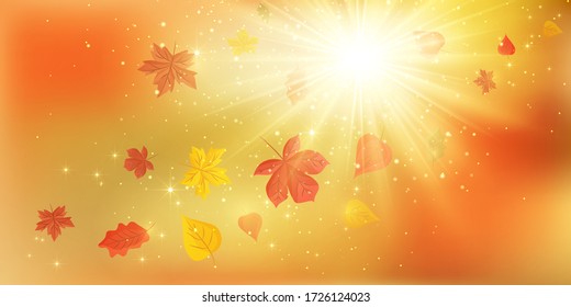 Banners with fall leaves. Autumn background. Fall Abstract autumnal background with colorful leaves, on wind. EPS 10