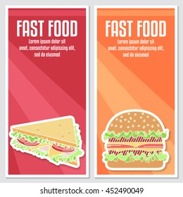 Banners of fast food design. Elements on the theme of the restaurant business. Vector illustration.