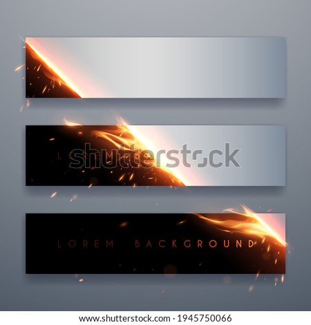 Banners with fire and sparks effect