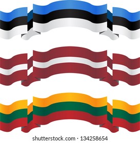 banners and flags of baltic states. vector illustration