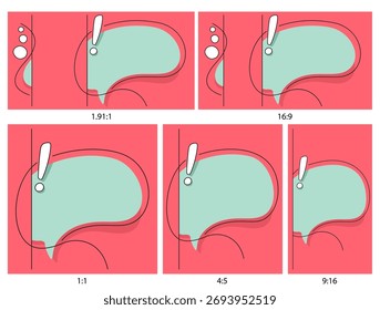 Banners com balão decorativo plano para algum anúncio importante para as mídias sociais