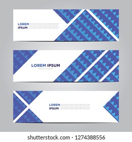 banners with flat geometric patterns. Blue background. Modern vector template. EPS 10