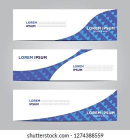 banners with flat geometric patterns. Blue background. Modern vector template. EPS 10