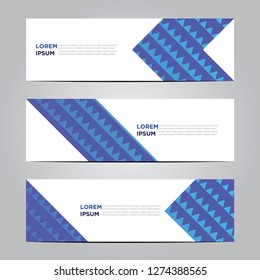 banners with flat geometric patterns. Blue background. Modern vector template. EPS 10